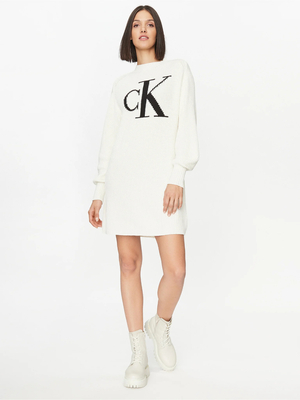 Calvin Klein dámské úpletové bílé šaty - S (YBI)