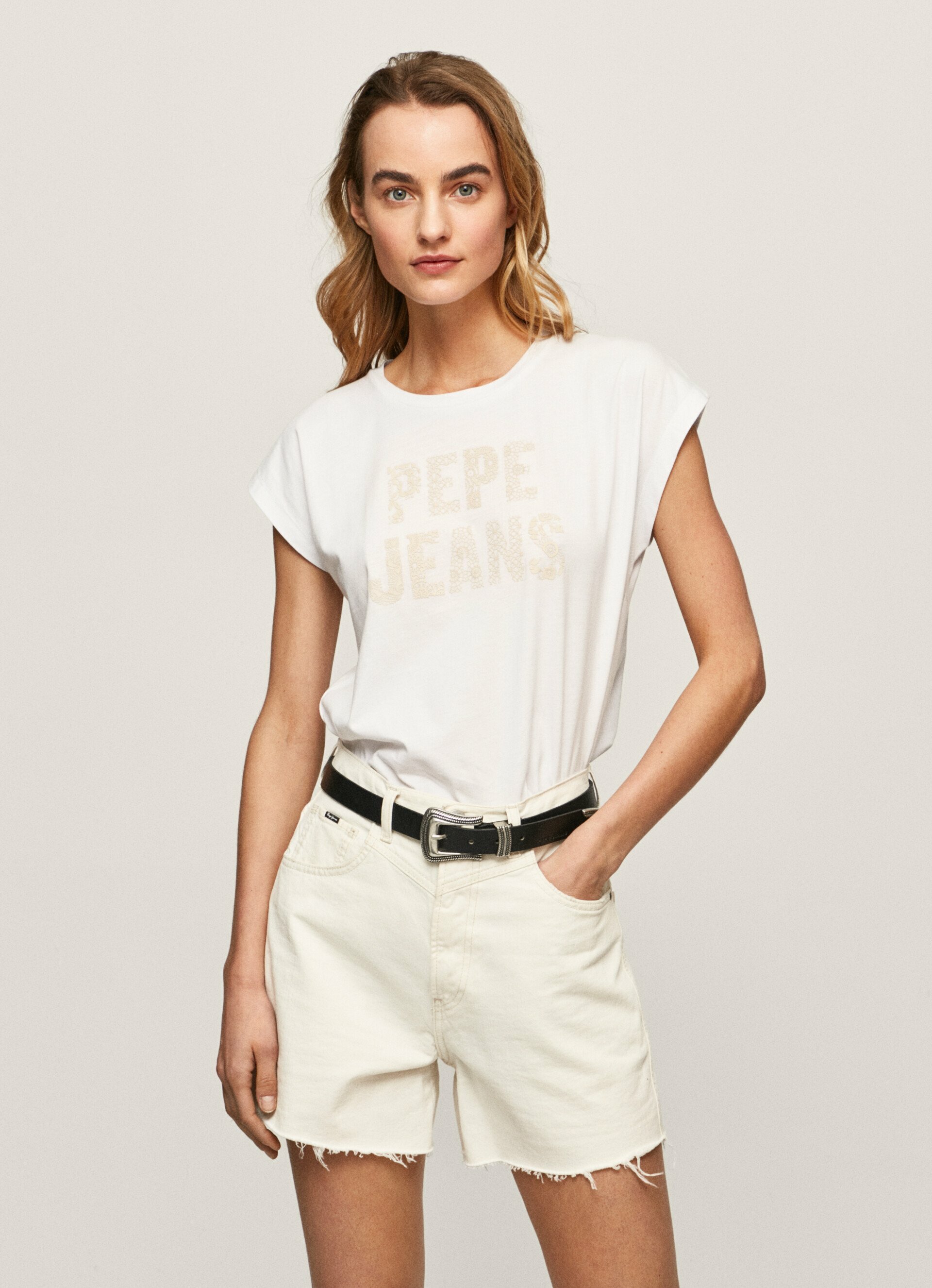 Pepe Jeans dámské bílé triko OLA s potiskem - L (800)