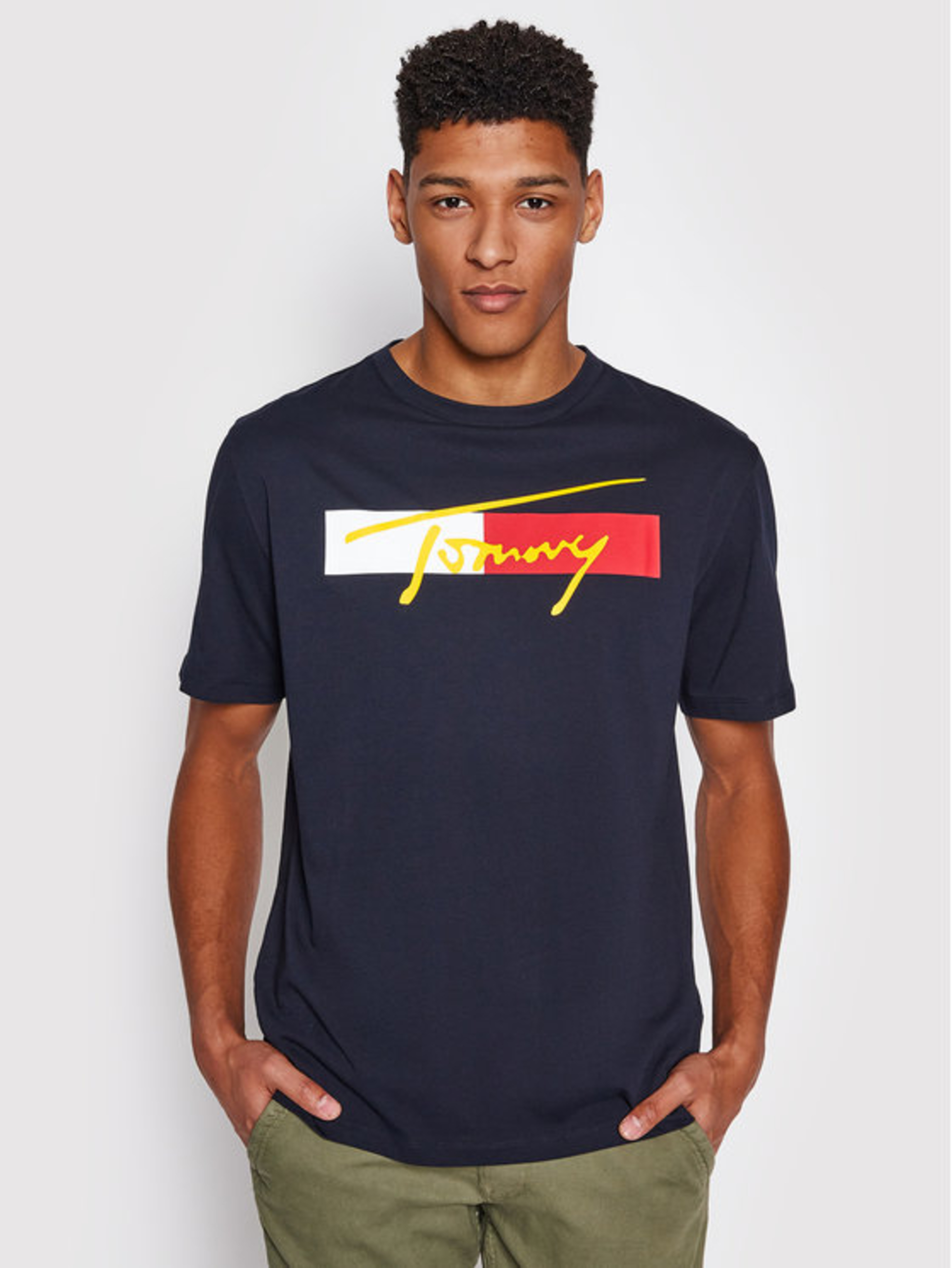 Tommy Jeans pánské tmavě modré triko DROP SHOULDER TEE