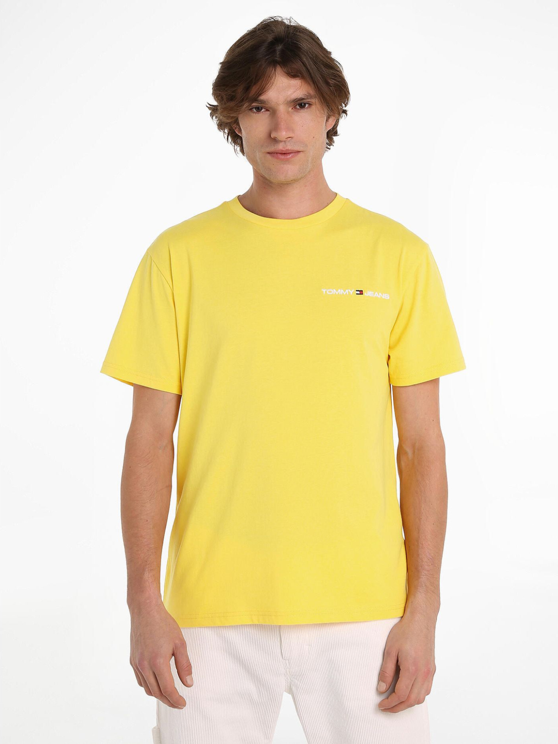 Tommy Jeans pánské žluté tričko - XXL (ZGQ)