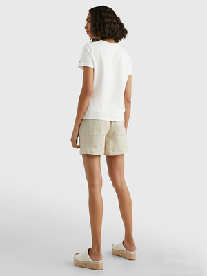 Tommy Hilfiger dámské bílé tričko  - L (YBL)