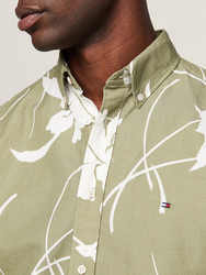 Tommy Hilfiger pánská khaki košile s krátkým rukávem - S (0H7)