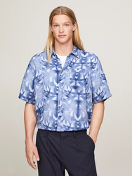 Tommy Hilfiger pánská lněná košile s krátkým rukávem - S (0GY)