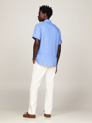 Tommy Hilfiger pánská modrá košile s krátkým rukávem - S (C30)