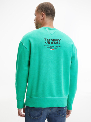 Tommy Jeans pánská zelená mikina WASHED GRAPHIC CREW - M (L3G)
