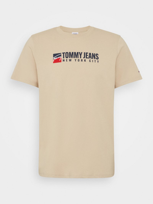 Tommy Jeans pánské béžové triko ENTRY ATHLETICS  - M (ACM)