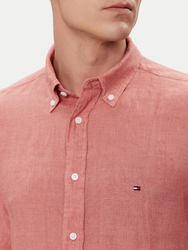 Tommy Hilfiger pánská lněná růžová košile  - L (TJ5)