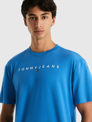 Tommy Jeans pánské modré tričko LINEAR - M (C2T)