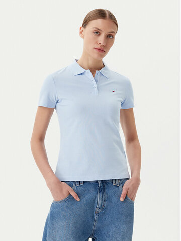 Tommy Jeans dámské modré polo tričko